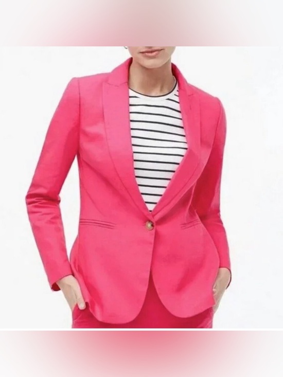 J. Crew Jackets & Blazers - J. Crew Bright Pink Single-Button Blazer linen blend